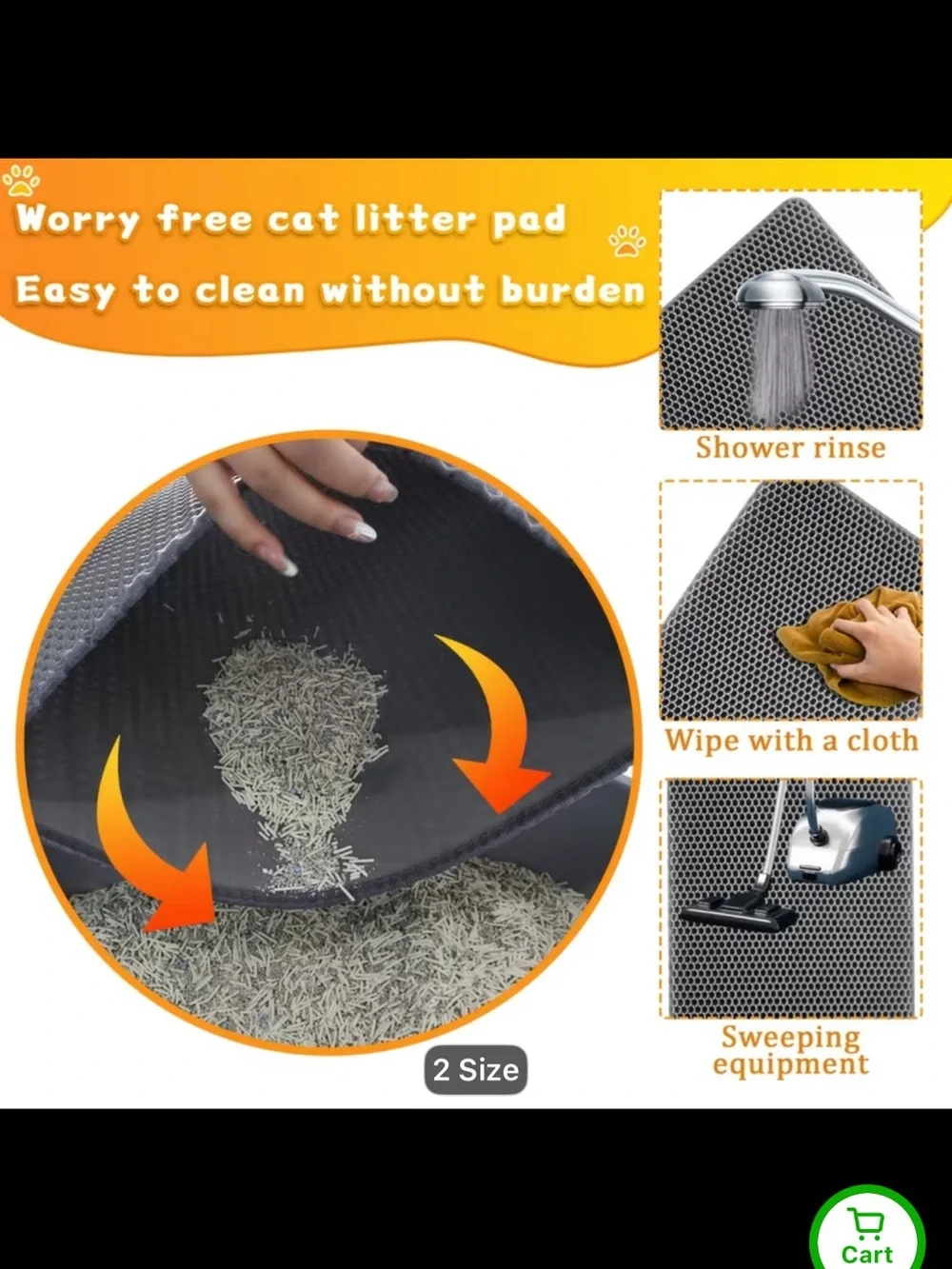 Gray Cat Litter Mat set of two